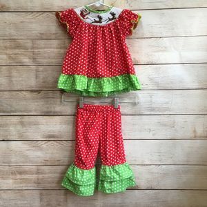 Kids Red and Green Polka Dot Matching Set